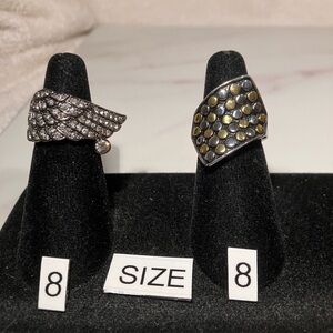 Pair of casual rings Journeys crystals & Metallic polished studs go together